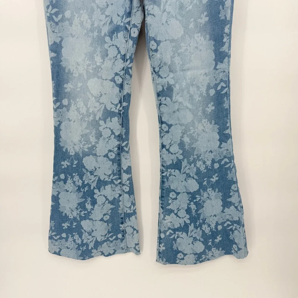Altar'd State Flare Denim‎ Jeans Floral Printed Distressed Boho Hippie Size 29